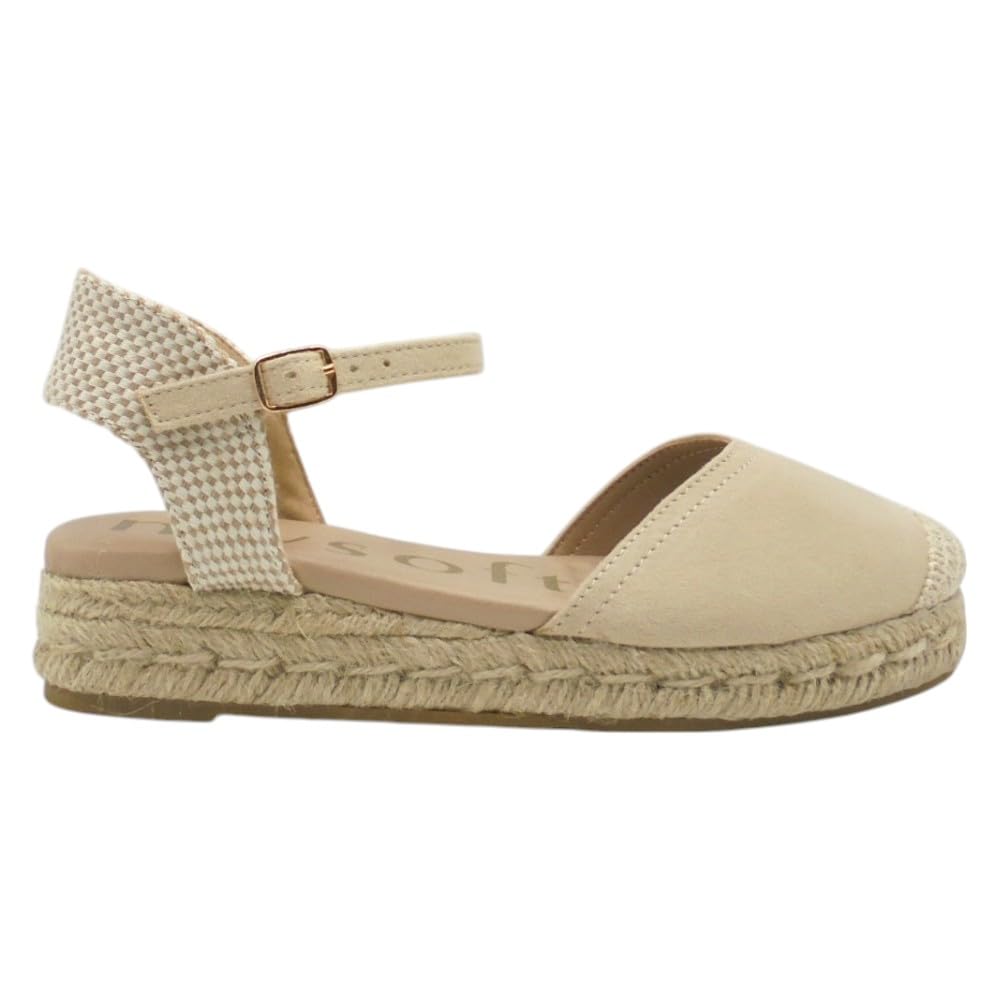 mysoft - 25M140 Alpargatas de Mujer con Planta de Gel Acolchada - Sandalias de Cuña Baja Elegantes y Muy Cómodas, Ideales para Caminar, Diseño Versátil con Cierre de Hebilla para: Mujer