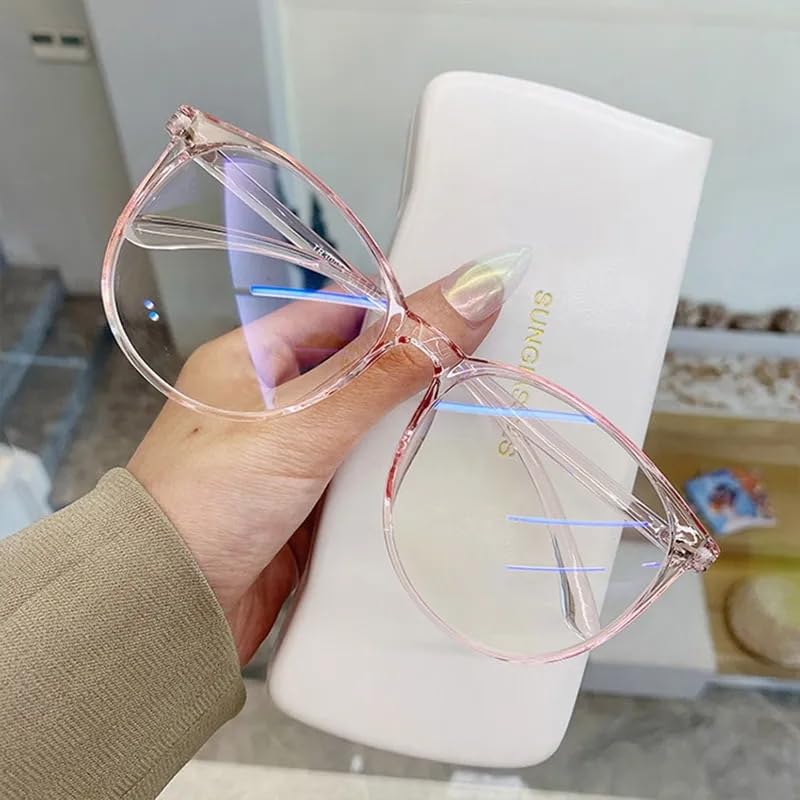 Image of Transparent Computer Glasses Frame Women Men Anti Blue Light Round Glasses Blackout Glasses Optical Glasses Lenses