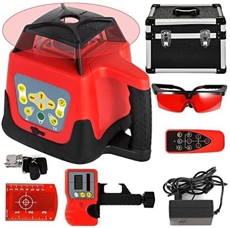 Self-Leveling Rotary Laser Level Kit, 500m Range, Waterproof High-Precision Construction Laser with Receiver & Remote Control for Outdoor Leveling and Grading