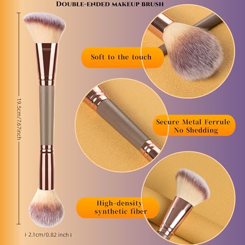 Dual-Ended Makeup Brush – Foundation & Blush & Contour – Soft Premium Synthetic Bristles, No Shedding, Professional & Beginner-Friendly Beauty Tool — view 2