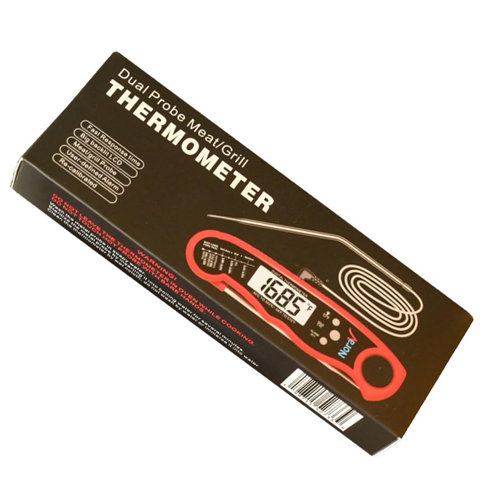 Termómetro digital de doble sonda para carne, dispositivo de cocina de lectura instantánea para dulces, parrilla, barbacoa, LCD grande, cocina en interiores y exteriores, regalo único para hombres
