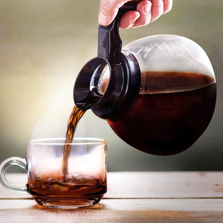 1 Pack Glass Coffee Decanter 64oz 1.8L 12 Cup (Black Regular), Laboratory Grade SHATTER-RESISTANT High Borosilicate Glass Body for Brewer Cafe Restaurant & Bar