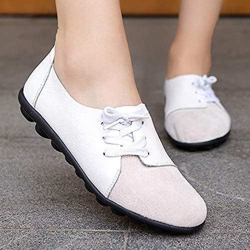 Selotrot Vrouwen Flats Loafers Schoenen, Grote Maat Vrouwen Casual Loafers Zachte Lichtgewicht Splicing Lederen Lace Up… - Image 6