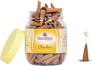 Vasundhara Spiritual Products Sandlewood Incense Cones | Dhoop Cones | Sandlewood Fragrance | Long Lasting Aroma for Positivity & Pure Air | Aromatherapy for Aura Cleansing | Pack of 93 Cones