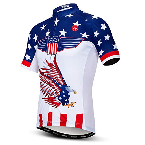JPOJPO Cycling Jersey Men,USA Cycling Jersey Long Sleeve,Bike Jersey Full Zipper,Comfortable, Breathable and Quick-Dry
