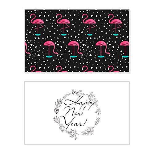 Tarjeta de año nuevo con flamenco rosa y negro para felicitaciones exclusivas