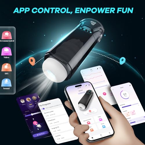 Image of EORONE Male Masturbator Mens Sex Toys - Penis Pump Sex Toy for Men with 9 Sucking & 9 Thrusting & 9 Vibrating, APP Control Adult Toys Pocket Pussy 3D Male Stroker with Visual Screen Blowjob Toy