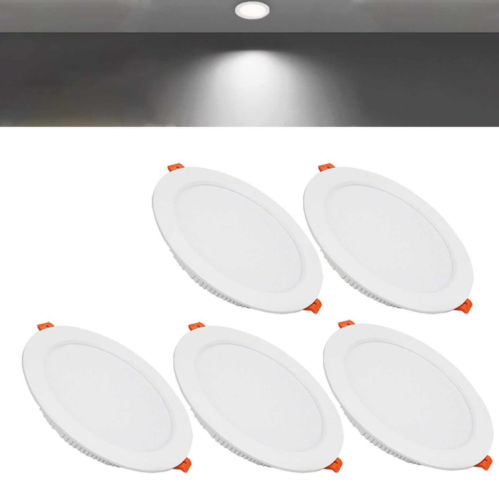 TTiiLoe 21W Round LED Recessed Ceiling Spotlights, 6000K Cold White Ultra Slim Panel Ceiling Light, Cut Φ160-170mm, AC110-240V Downlights for Hallway Stairwell Showroom, 5 Pack