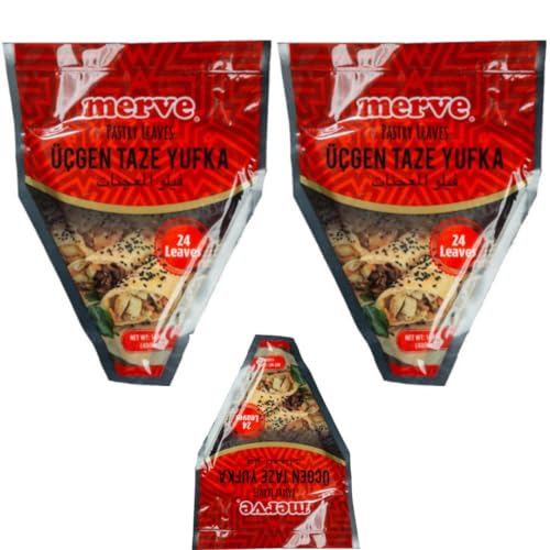Merve Triangle Pastry Leaves phyllo dough pastry 24 pieces 400 Gram (14.1oz) x 3 Packs