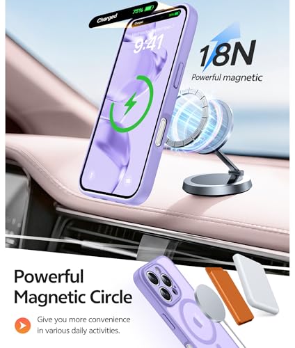 Image of FNTCASE for iPhone 16 Pro Case: [Compatible with Magsafe] Translucent Matte Cases with [Full Camera Protection] [Screen Protector] Military Grade Shockproof Protective Phone Cover - Light Purple