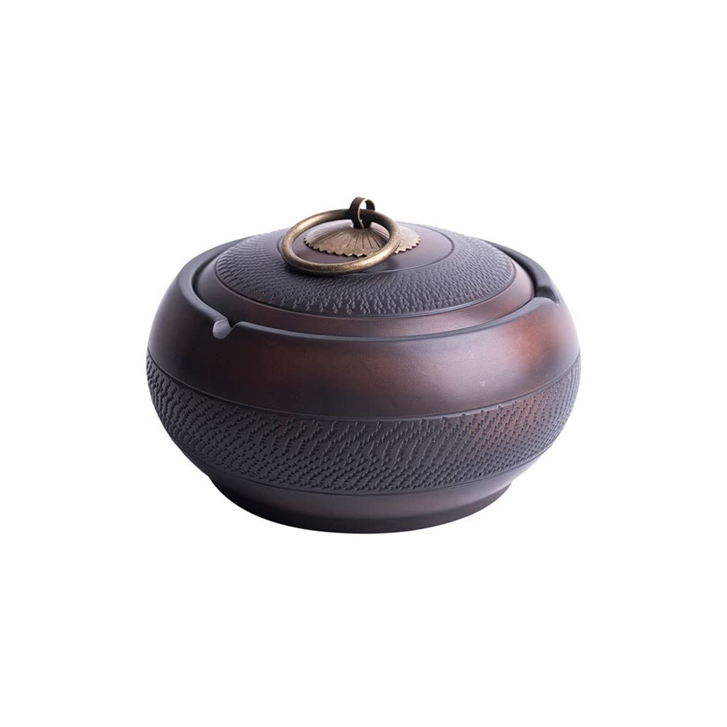 ashtray， for Cigarettes Ceramic Ashtray with Lid Outdoor Home Coffee Table Office Desktop Retro(S)