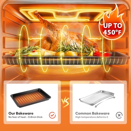 Nonstick Cookie Sheets for Baking with Cooling Rack Set of 4, 0.8mm Thick Heavy Duty Baking Sheets for Oven, Half/Quarter/Jelly Roll Pans Oven Trays, Baking Pan Set with Diamond Texture by Fire More - Image 6