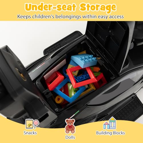 SOARS Lamborghini Rutschauto, Rutschfahrzeug mit Abnehmbarer Schiebstange, Universalrädern, Stauraum, Scheinwerfern, USB-Anschluss, Musik, Spielzeugauto für Kinder ab 1 Jahr (Schwarz) – Bild 8