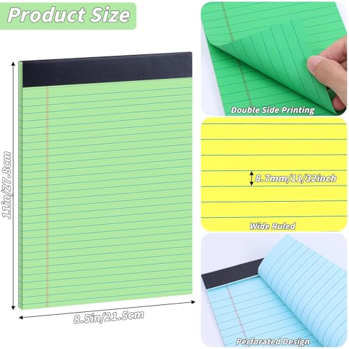 Image of Oleitodh 36 Pack 8.5 x 11 Legal Pads Colored Note Pads Wide Ruled Lined Paper 8 1 /2 x 11 with Micro-Perforated Writing Notebook 30 Sheets per Pad, Notepad for School, Office & Home Supplies