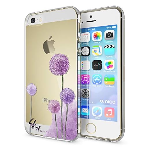 iPhone SE 5 5S skal mobilskal från NALIA, Slim silikon motiv Case skyddshölje tunn genomskinlig, fodral mobiltelefonväska back-cover transparent stötfångare för Apple iPhone 5 5S SE, Dandelion Pink