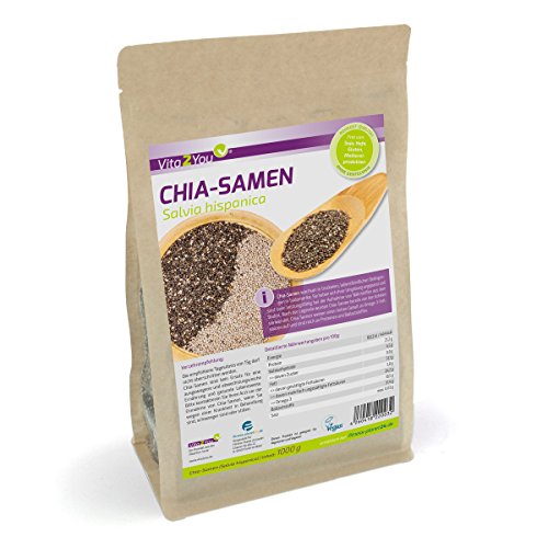 Vita2You Chia Samen - 1kg Zippbeutel - 1er Pack (1000g) - Salvia Hispanica - Premium Qualität
