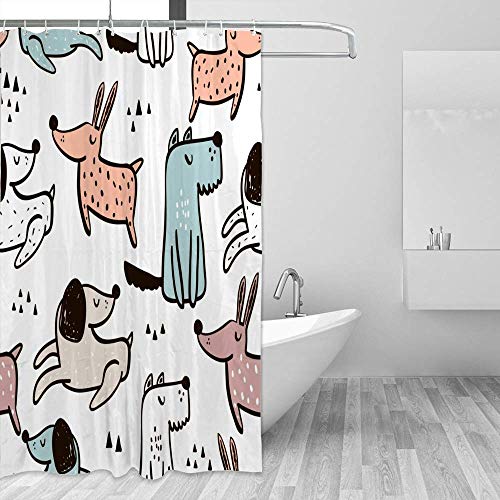 Rideau de douche imperméable coloré 152x182 cm avec crochets pour baignoire enfants