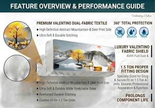Image of Polyester AC Cover 1.5 Ton Golden Sunset | Printed, Air Conditioning Dust Cover, Folding Designer, Indoor Split AC, 97X 31X 21 CM