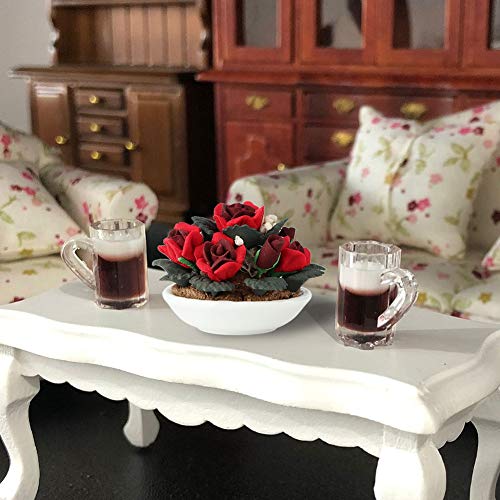 Dilwe 1:12 Miniatur-Puppenhaus-Blume, Bonsai-Rosen-Dekoration, Gartenzimmer-Dekorationszubeh?rBaby Parts – Bild 8
