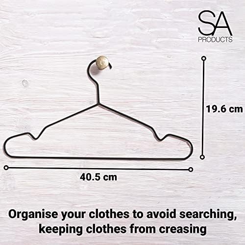 SA Products 20 x Premium Rubber-Coated Metal Hangers | Heavy Duty Cupboard Organiser | Space Saving Hangers | Organiser Storage Clothes Hangers for Wardrobe Rail, Rack (20 x Hangers)