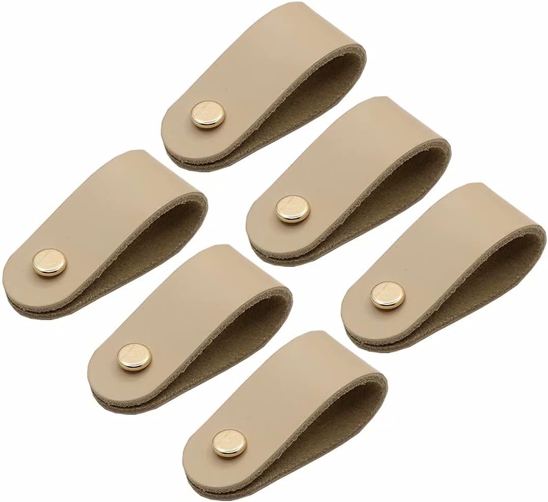 Leather Handles for Furniture,Leather Drawer Pulls,6 pcs Modern Cabinet Cupboard Knobs Door Pull Furniture Hardware, Kitchen/Living Room Drawer Handles Cabinet Knobs(Light Blue)