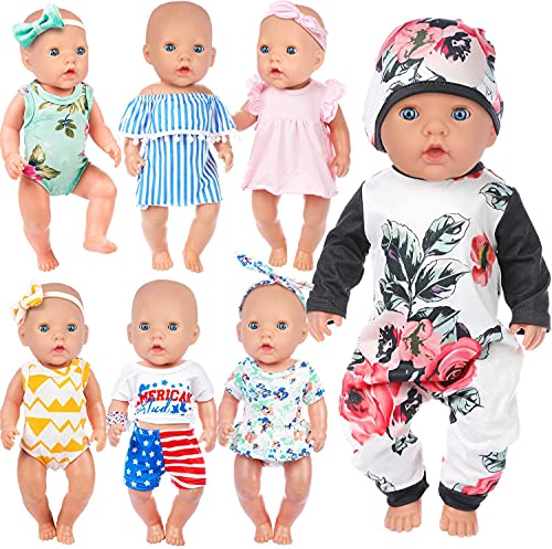 ZITA ELEMENT 7 Stück Puppenkleidung für Neugeborene Babypuppe 43-46cm Süße Spielzeuge Puppenbekleidung