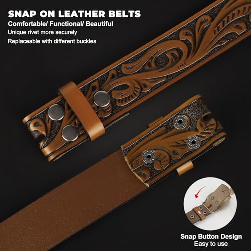 Image of BELTROAD Western Leather Belt Strap for Men Women Cowboy Cowgirl Leather Mens Belts for Jeans Birthday Christmas Belt Gifts