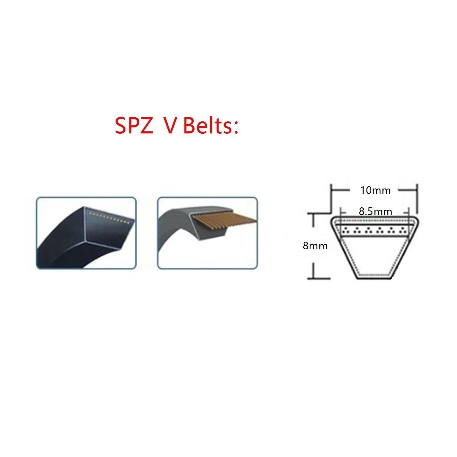 Premium 2 pcs SPZ Type V-Belts Closed-Loop Industrial