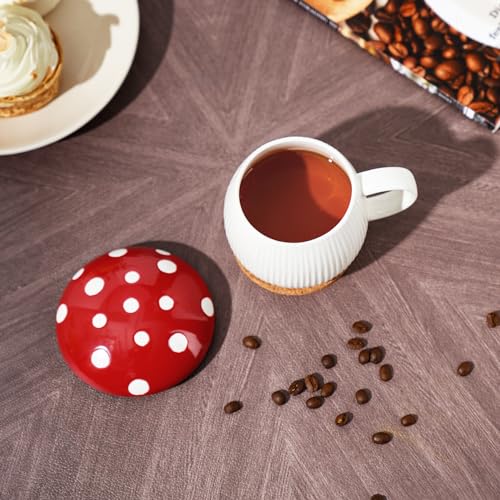 Taza de cerámica con tapa en forma de hongo 12oz miniatura 6