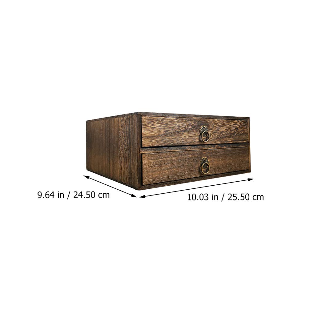 Kleine Aufbewahrungsbox aus Holz mit Schubladen Typ wenig tief 2 Schichten Schrank Schreibtisch Organizer für Zubehör, 25,5 x 24,5 cm (59RU18UOET33SNLC0Y71DIH)