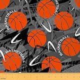 Picture of Feelyou Basketball Upholstery Fabric, Gaming Sports Fabric by The Yard, Ball Games Decorative Fabric for Upholstery and Home DIY Projects, Gift for Basketball Lover Outdoor Fabric, 3 Yards, Orange