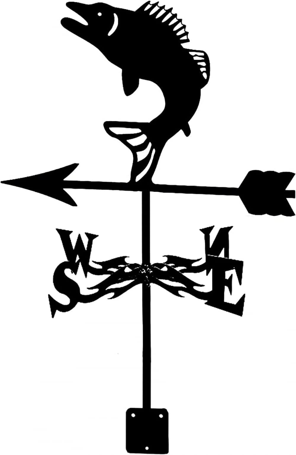 TAXXII Rooftop Wind Vane Fish Weathervane Retro Metal Weather Direction Indicator Measuring Tool for Garden and Yard Decoration-A
