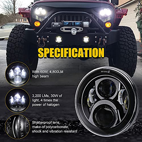 7" LED Led Light Halo + 4" LED Fog Light para Jeep Wrangler miniatura 5