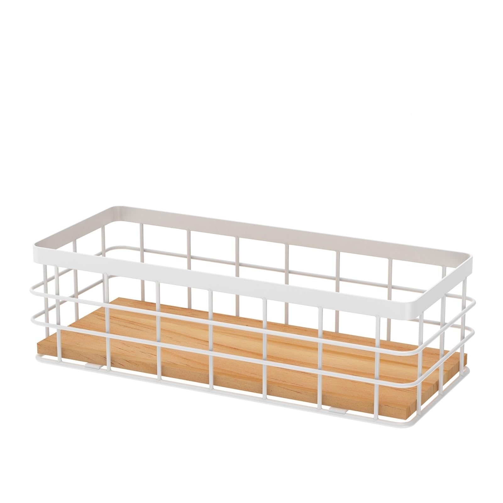 Cesta de almacenamiento de pared con base de madera para organizar especias en cocina y baño