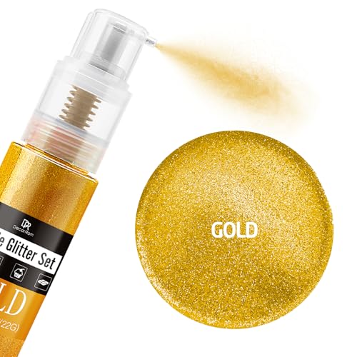 Essbarer Glitzer Spray - 22g Essbarer Glitzerstaub für Torten, Getränke & Süßigkeiten - Metallisch Lebensmittelfarbe Pulver zum Dekorieren Kuchen, Keksen - Lebensmitteleglitzer für Torten (Gold)