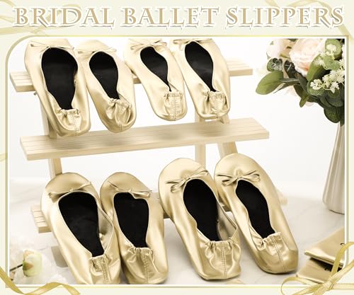 Image of Cuffbow Wedding Foldable Flats Dancing Shoes Bulk Women's Roll up Ballet Flats Wedding Party Slippers for Bridesmaids Guests