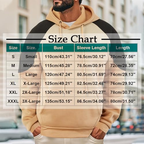 Hoodies for Men Drawstring Long Sleeve Pullover Patchwork Color Block Fleece Sweatshirt Trendy Pocket Raglan Shirts3