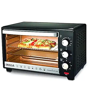 (Renewed) Inalsa Oven MasterChef 16BK OTG (16L) with Temperature Selection-1300W, 4-Stage Heat Selection, Includes Baking Pan, SS Grill Tray, Tray Handle (Black)