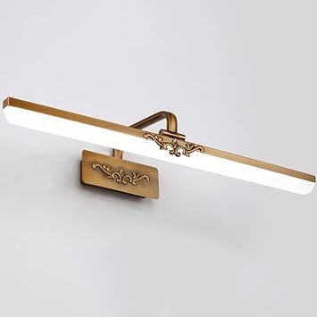 Vanity Light LED Front Mirror Light Makeup Lighting Fixture Bathroom Wall Lamp Waterproof Anti Fog LED Mirror Light Antique Brass Picture Light, White Cool, 51CM/10W