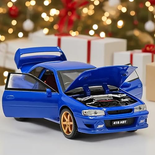 Carro de juguete metal 1:32 con luz y sonido azul miniatura 6