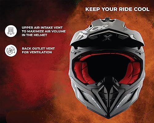 Image of Axor X Cross ISI ECE DOT Certified Full Face Dual Sport Peak Off Road Helmet for Men and Women Black Red M