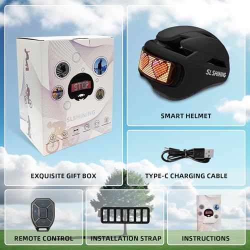Bike Helmet Adult Men Women: Smart Bike Helmet Bicycle Helmets with Light for Mountain Bike Road Cycling Electric Scooter Skateboard Roller Skating Ebike Bike Helmets for Adults Teen Helmets Black