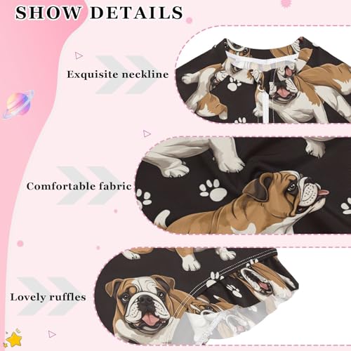 ALAZA Bulldog Paw Print Black Girls One Piece Swimsuit Long Sleeve Rash Guard Swimsuits UV 50+ Swimwear Zipper4