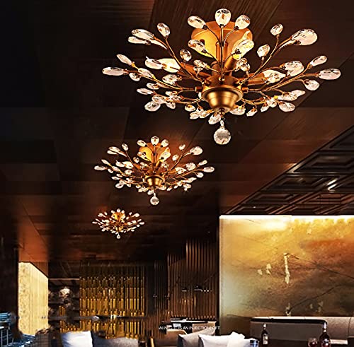 Ganeed Vintage K9 Clear Crystal Chandeliers Ceiling Lighting Pendant Lighting Flush Mounted Fixture for Living Room Dinning Room Restaurant Porch Hallway Gold 4 Lights - Cosy Home Interiors Ganeed Vintage K9 Clear Crystal Chandeliers Ceiling Lighting Pendant Lighting Flush Mounted Fixture for Living Room Dinning Room Restaurant Porch Hallway Gold 4 Lights - Image 4