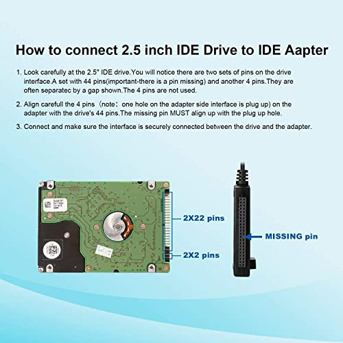 Adaptador Convertidor SATA/PATA/IDE a USB 2.0 2.5 ft miniatura 4