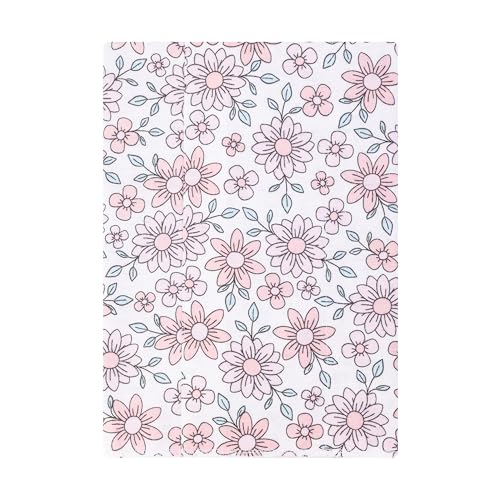 Image of Hudson Baby Infant Girls Cotton Flannel Burp Cloths 7-Pack, Pink Mint Floral, One Size