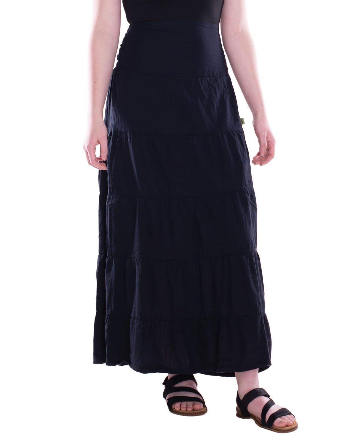 Vishes Alternative Bekleidung - Damen Maxi-Rock Baumwolle Vintage Retro elastischer Bund mit Kordel-Zug