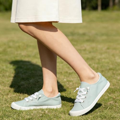 Image of Womens Slip On Shoes, Canvas Low Top Sneakers, Casual Classic Flat Shoes | Comfort Fashion Sneaker with Non Slip Rubber Outsole, Lightweight Tennis Shoes for Walking, Shopping, Picnic, Travel