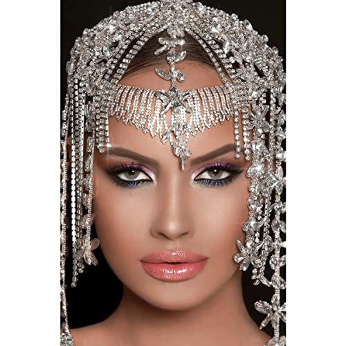 Stonefans 1920S Rhinestone Headpiece Cap Silver Bridal Flapper Head Chain Headband Prom Gatsby Cleopatra Hair Accessories For Women Costume (Silver1) #TOP6
