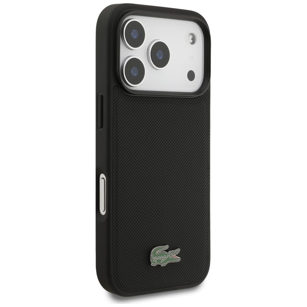CG MOBILE Lacoste etui + zestaw portfela Iconic Petit Pique kompatybilne z MagSafe do iPhone 17 Pro (czarne)